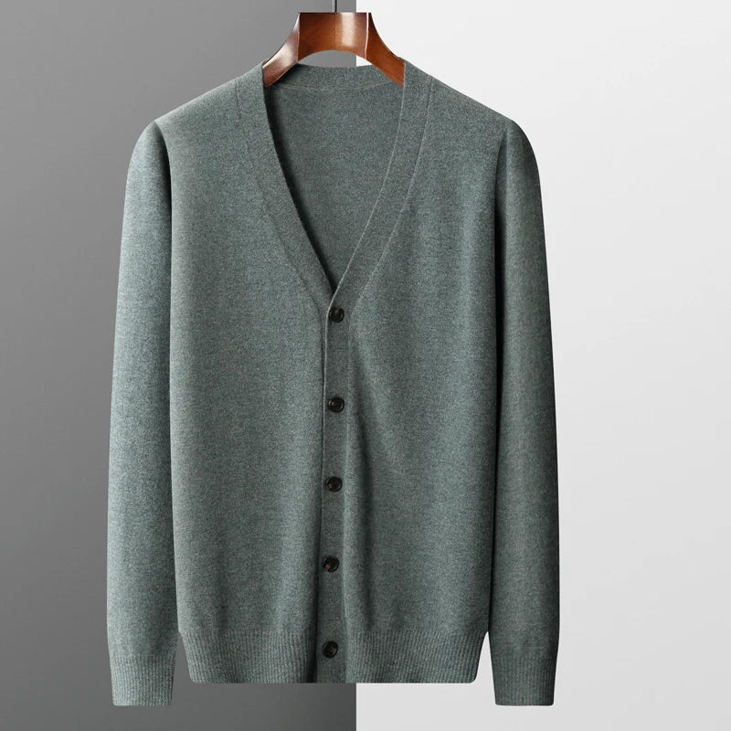 Merino wool men's cardigan cashmere sweater