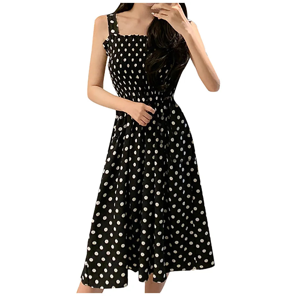 Summer Fashion Polka Dot Shoulder Plus Size Casual Dress