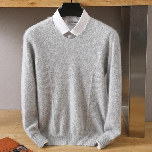 Blouse Solid V-neck Pullover Comfortable Thickened Sweater