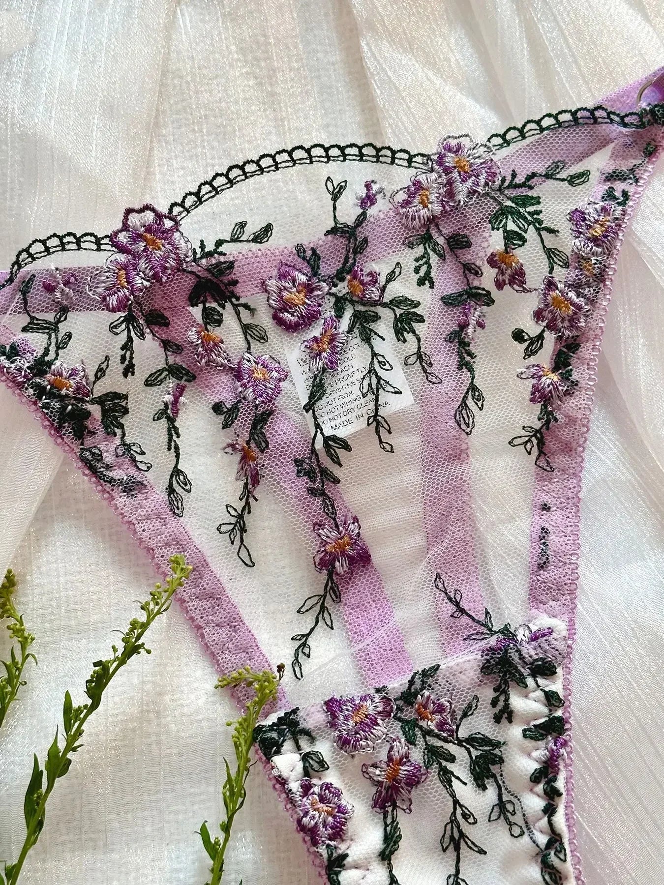 Women Lingerie - Embroidery Floral Lace Set