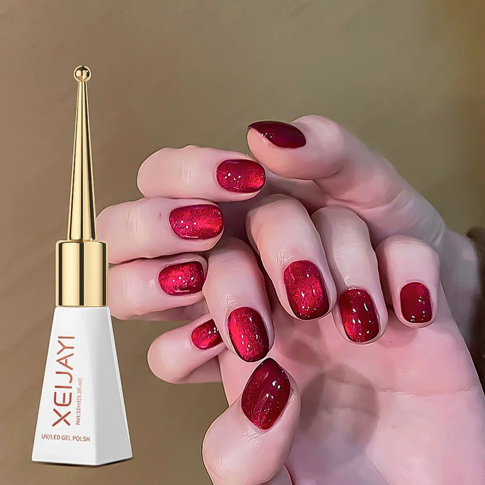Ruby Red Cat Eye Gel Polish 10ml – Soak Off Glitter