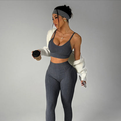 Nahtloses 2-teiliges Yoga-Set – Crop Top & Leggings