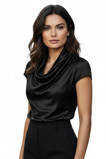 Satin Cowl Neck Blouse – Elegant Style