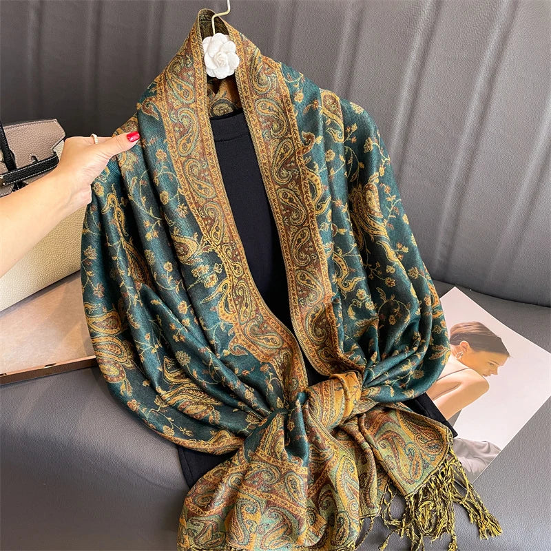 Tassel Blanket Design Thick Pashmina  Scarf Women Neckerchief