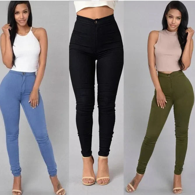 Elastic Candy-Colored Slimming Jeans for Women