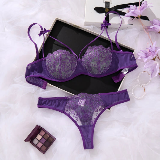 Purple Charm Push-Up Lingerie Set