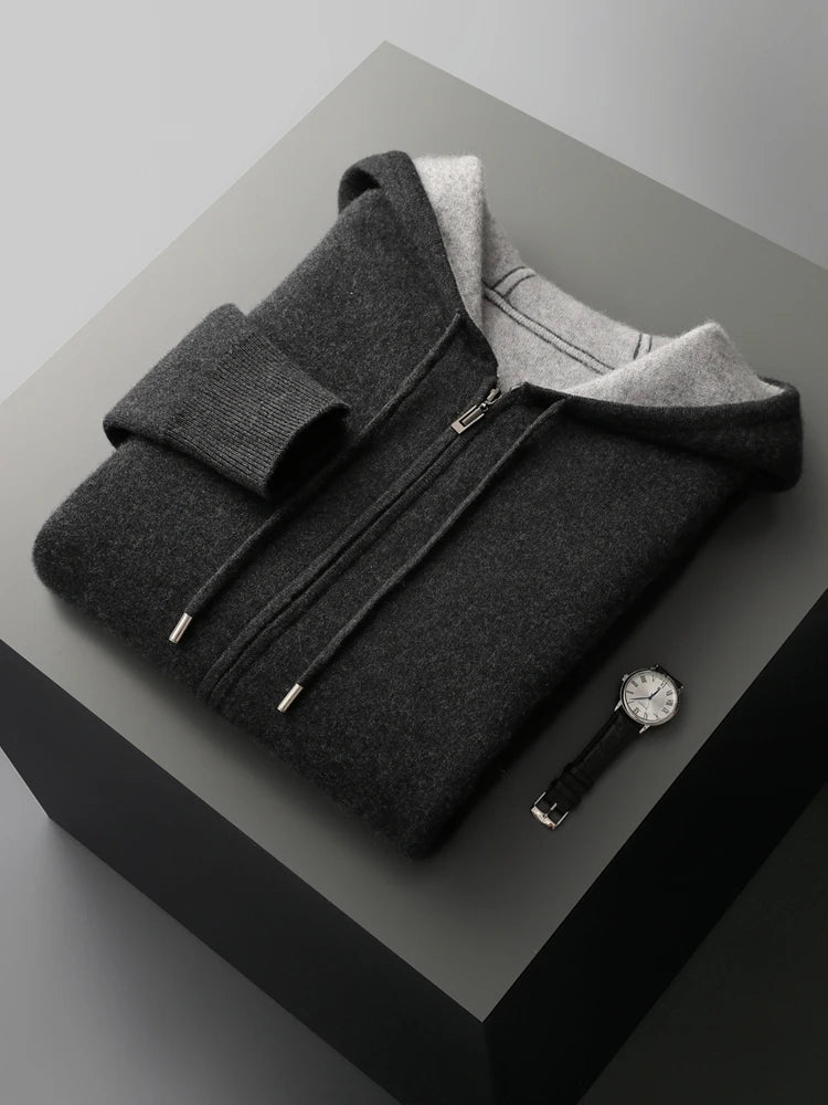 Merino Wool Hooded Cardigan