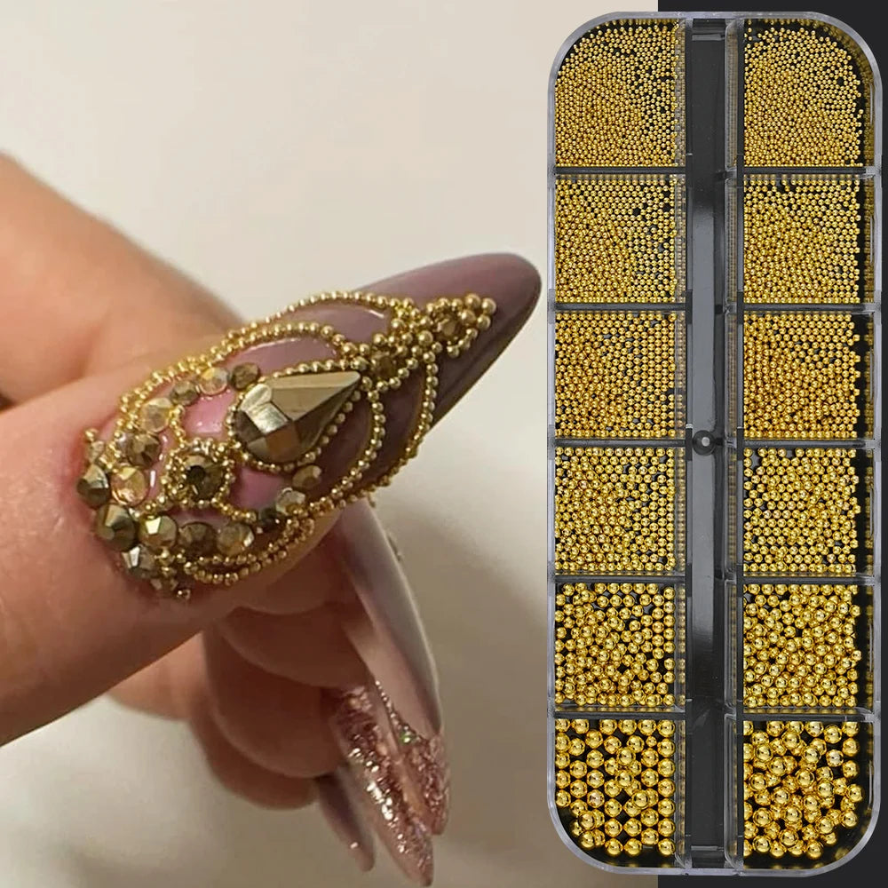 HotPress Caviar Nail Beads – Mixed Size Metallic Charms