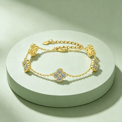 925 Sterling Silver Four-Leaf Moissanite Jewelry Set