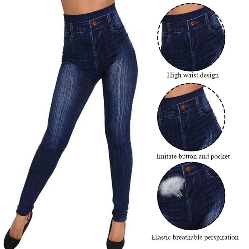 Women’s Denim Leggings – Fashion Slim Faux Jeans