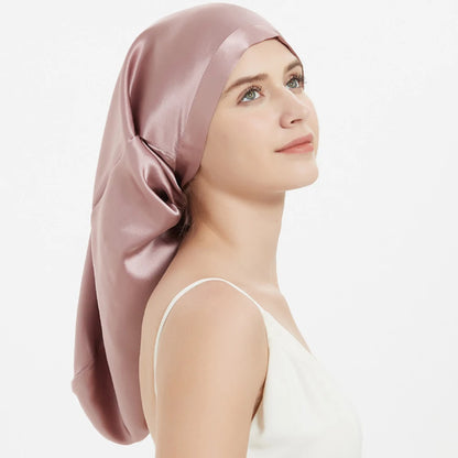 100% mulberry silk sleep bonnet for long hair