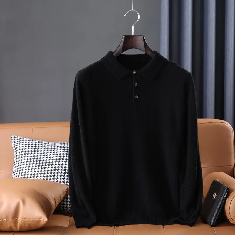 Ordos Cashmere Sweater Men's Clothing Large Size Autumn Winter Polo Collar Casual Knit Pullovers Male Warm Jumper Tops