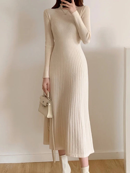 Autumn Winter 2024 Slim Long Sleeve Party Midi Dress