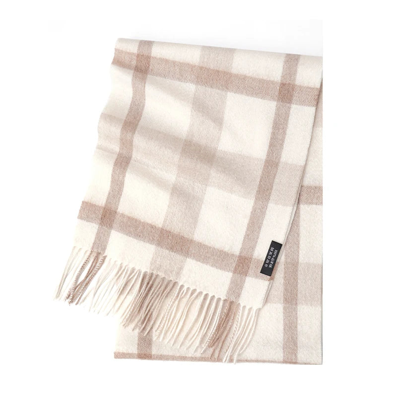 Cashmere Plaid Scarf with Tassels