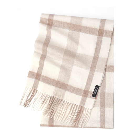 Cashmere Plaid Scarf with Tassels