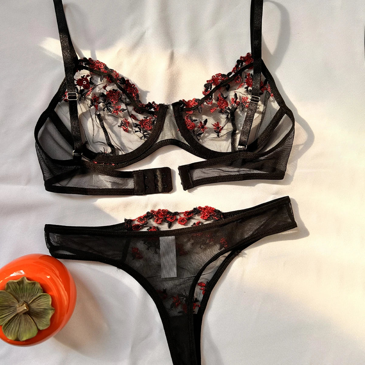 Embroidered Floral Bralette Set