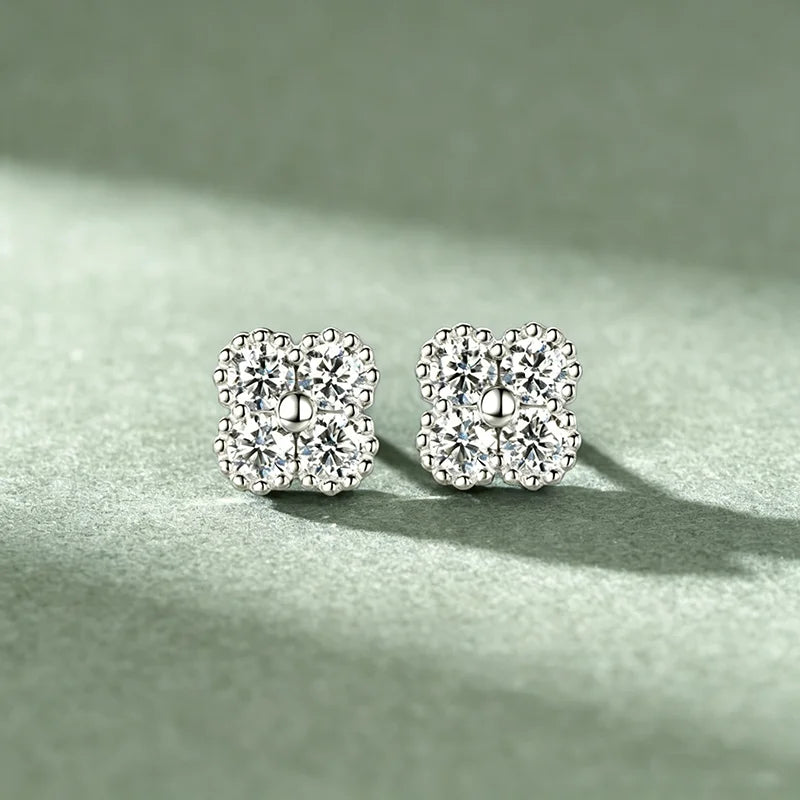 925 Sterling Silver Four-Leaf Moissanite Jewelry Set