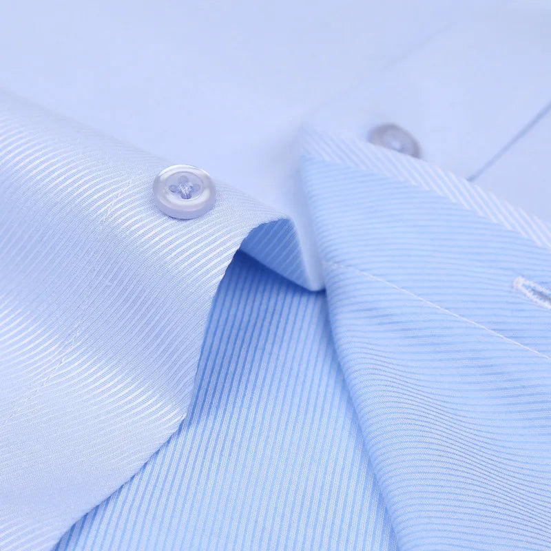 French Cuff Cufflinks Solid Color Long Sleeve Shirt Men