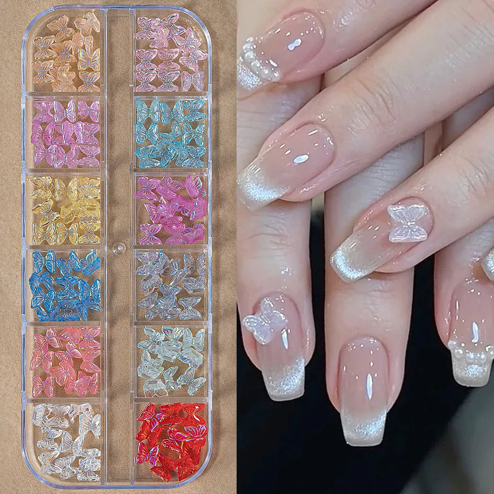 Ocean Gold Nail Art Charms – 12 Grids 3D Shell & Studs