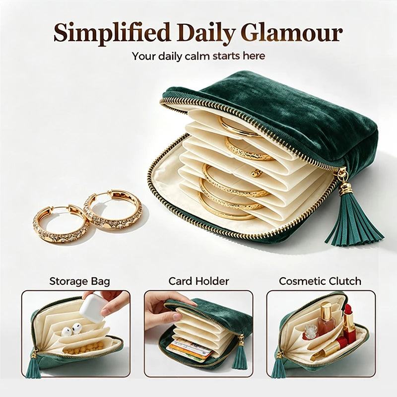 Velvet Travel Jewelry Pouch – Zip Closure