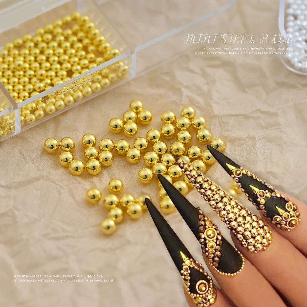 HotPress Caviar Nail Beads – Mixed Size Metallic Charms