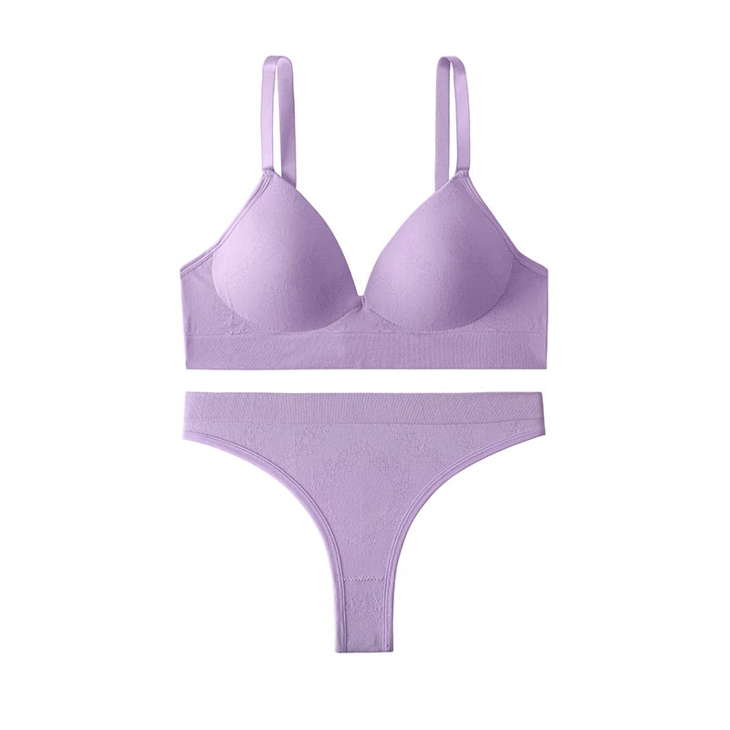 Ice Silk Seamless Bra Set
