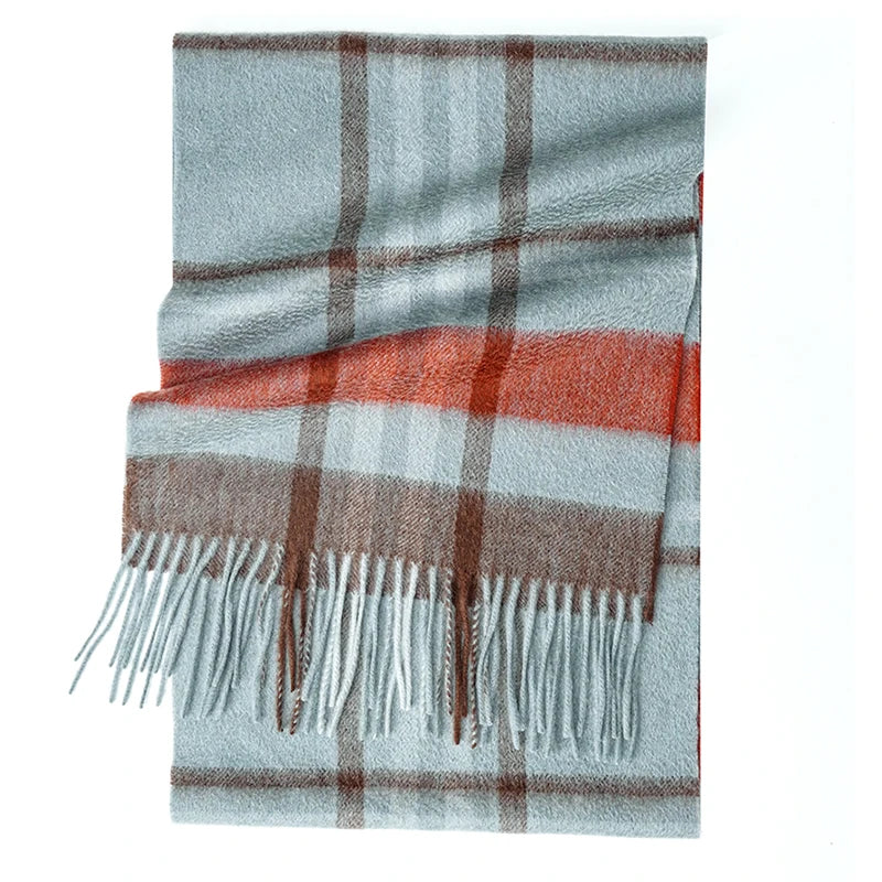 Cashmere Plaid Scarf with Tassels