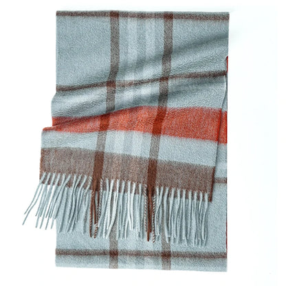 Cashmere Plaid Scarf with Tassels