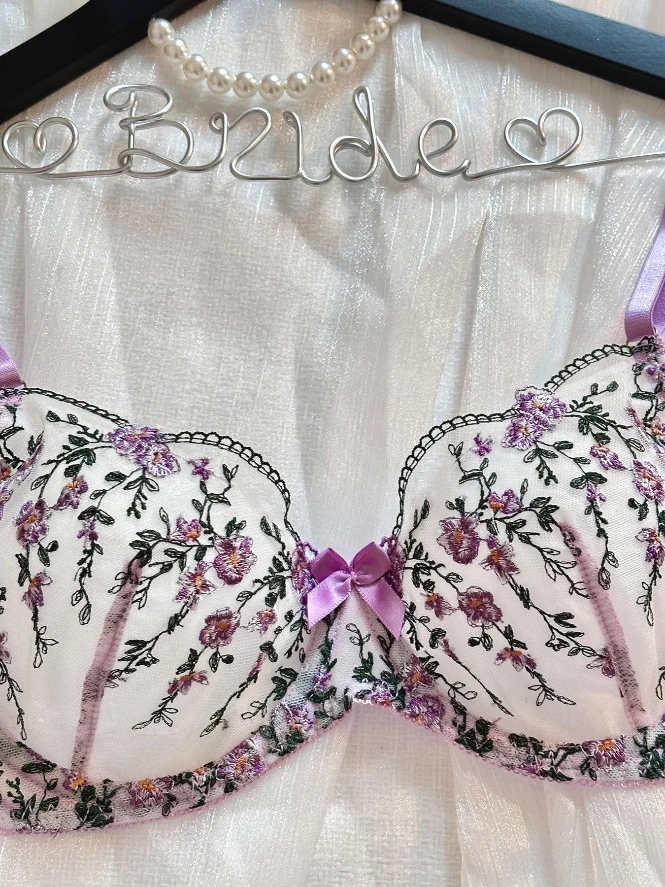 Women Lingerie - Embroidery Floral Lace Set