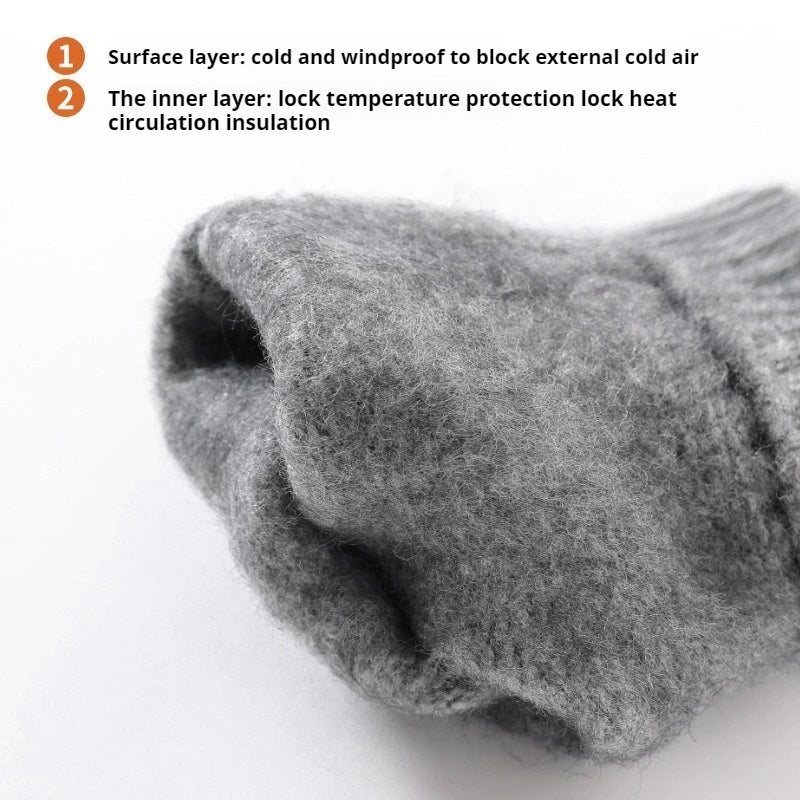 Men's and women's gloves winter fleece thickened alpaca knitted wool cycling mobile phone tablet touch screen gloves