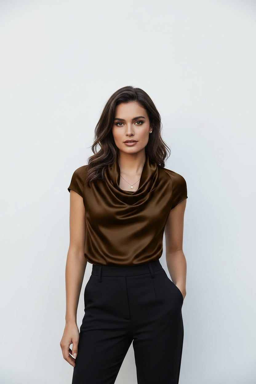 Satin Cowl Neck Blouse – Elegant Style