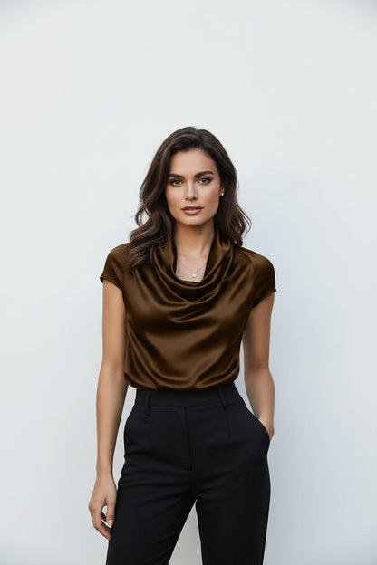 Satin Cowl Neck Blouse – Elegant Style