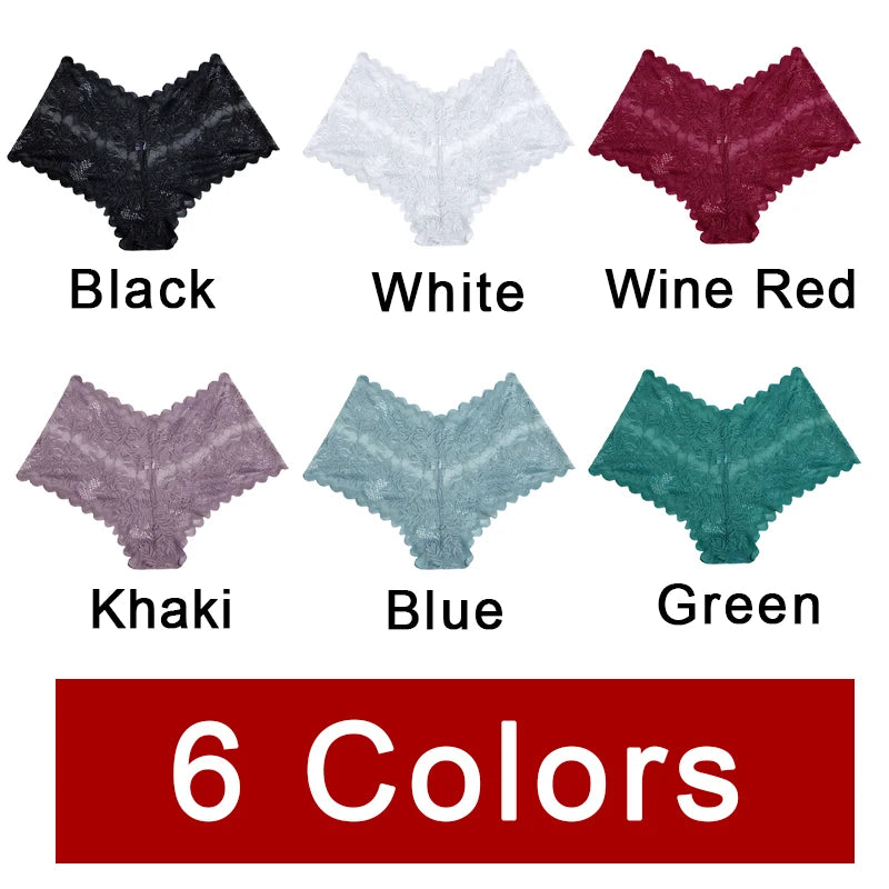 3Pcs/Set Women Lace Boyshorts Sexy Underpants Low Rise Panties