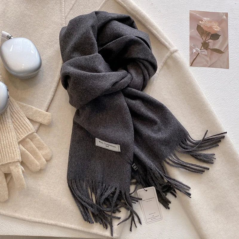 New Long Warm Cashmere Scarves Hijab Solid Lady Shawl Wrap  Pashmina Bandana Head Scarfs