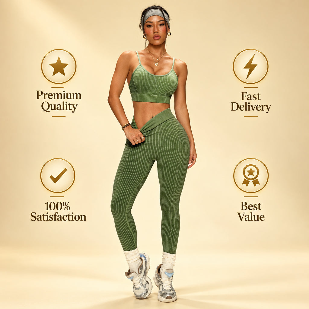 Nahtloses 2-teiliges Yoga-Set – Crop Top & Leggings