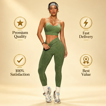 Nahtloses 2-teiliges Yoga-Set – Crop Top & Leggings
