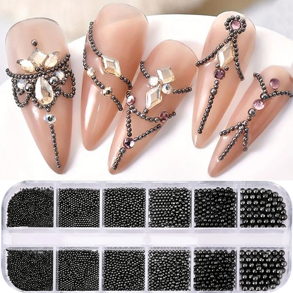 HotPress Caviar Nail Beads – Mixed Size Metallic Charms