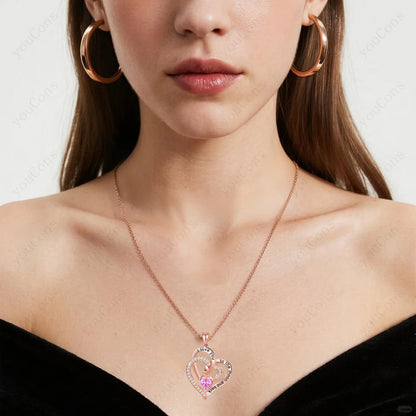 Heart Zircon Pendant Necklace with Rose Gift Box