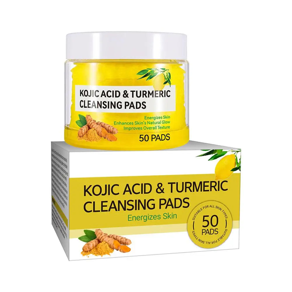 Kojic Acid Turmeric Cleansing Pads – Exfoliating Facial Sponges (50pcs)