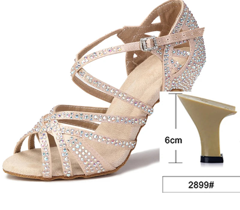 Satin Rhinestone Latin Dance Shoes for Women