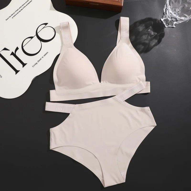 Seamless Ice Silk Push-Up Bra Set
