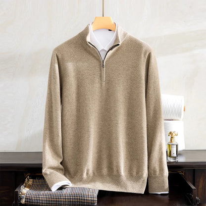 Pull Homme en Cachemire – Col Montant Zippé