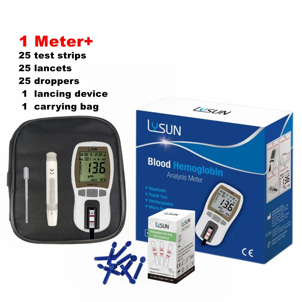 Rechargable Hemoglobin Meter POCT Factory Mini Handheld Hemoglobin Analyser Fast Blood Function HB HCT Tester Monitor hba1c