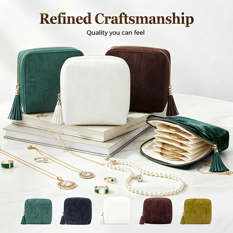 Velvet Travel Jewelry Pouch – Zip Closure