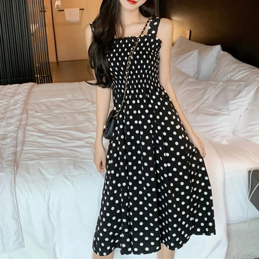 Summer Fashion Polka Dot Shoulder Plus Size Casual Dress