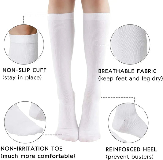 1 Pair Soild Color Compression  Sock Black White Tube Socks Academic Style