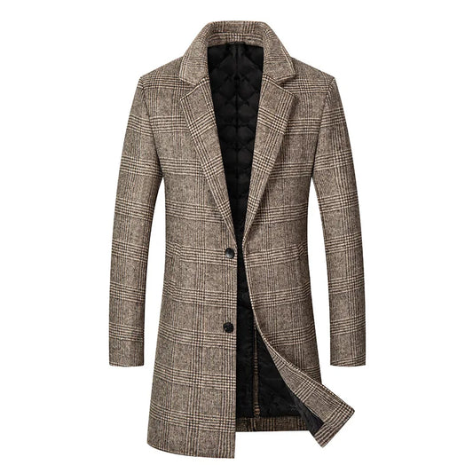 Men Cashmere Wool Blends Long Winter Jackets