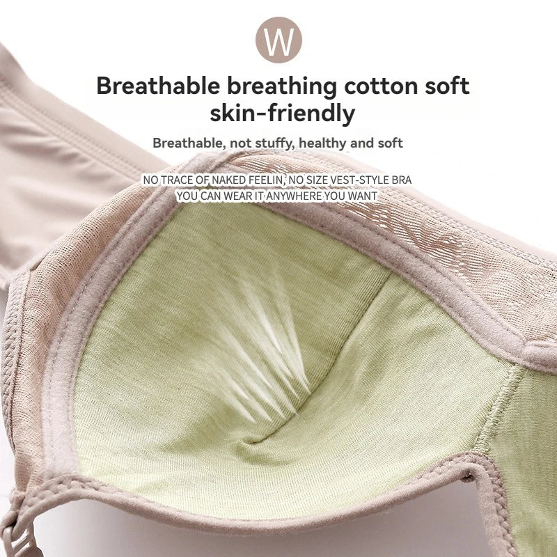 Comfortable Breathable Women's Bra - Large Size Wireless Thin Bra with Adjustable Fit & Support