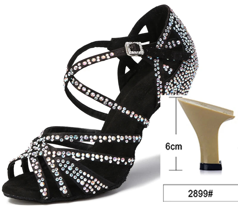 Satin Rhinestone Latin Dance Shoes for Women