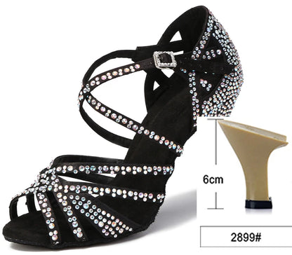 Satin Rhinestone Latin Dance Shoes for Women